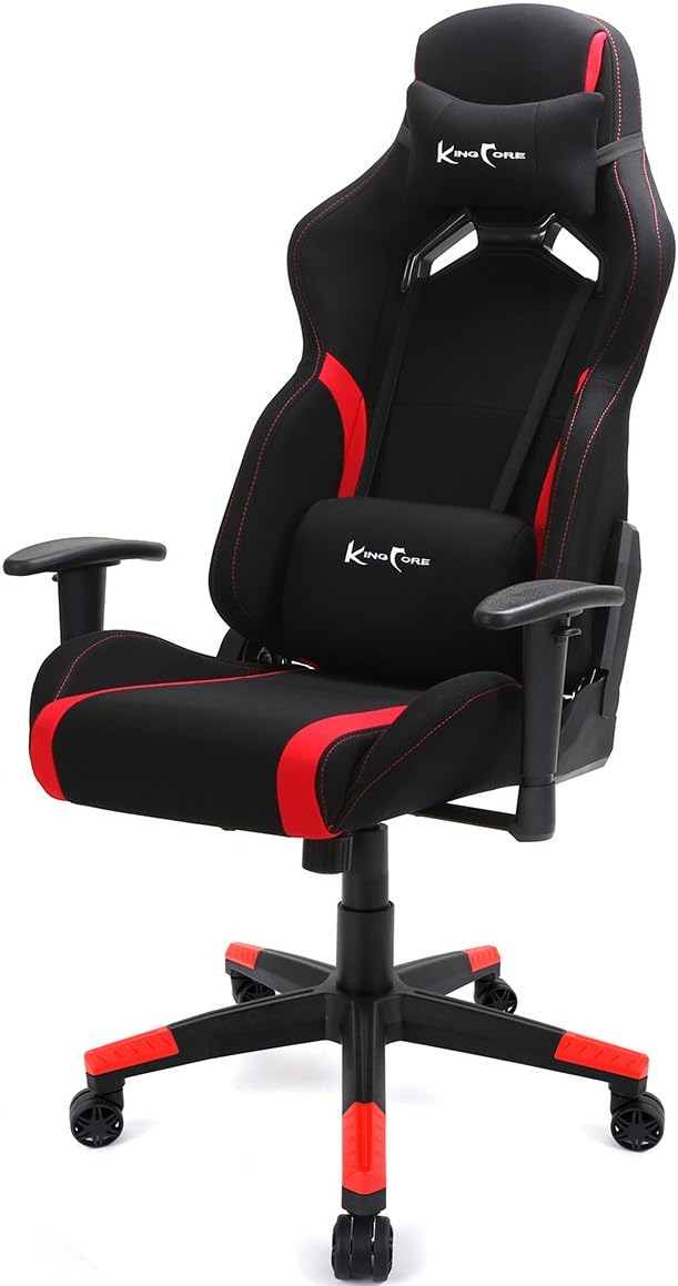 KINGCORE Ergonomic Gaming Chair Racing Style High-Back Office Chair with Lumbar Cushion and Headrest Pillow(Red)