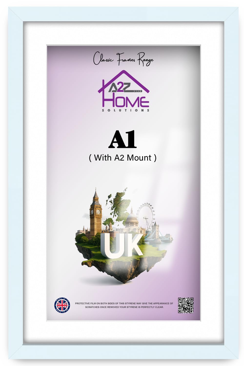 A2Z Home Solutions® Wall Poster Picture Frame With Mount to Hang Portrait or Landscape Art Gallery White Photo Frame With White Mount- A1 Pic Size A2