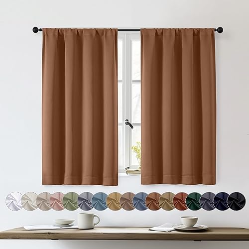 Miniatura 223 de OWENIE Sally Ever Green Cortinas Opacas para Dormitorio Sala de Estar 63 Pulgadas de Largo Juego de 2 Paneles, Aislamiento Térmico Ahorro de Energía