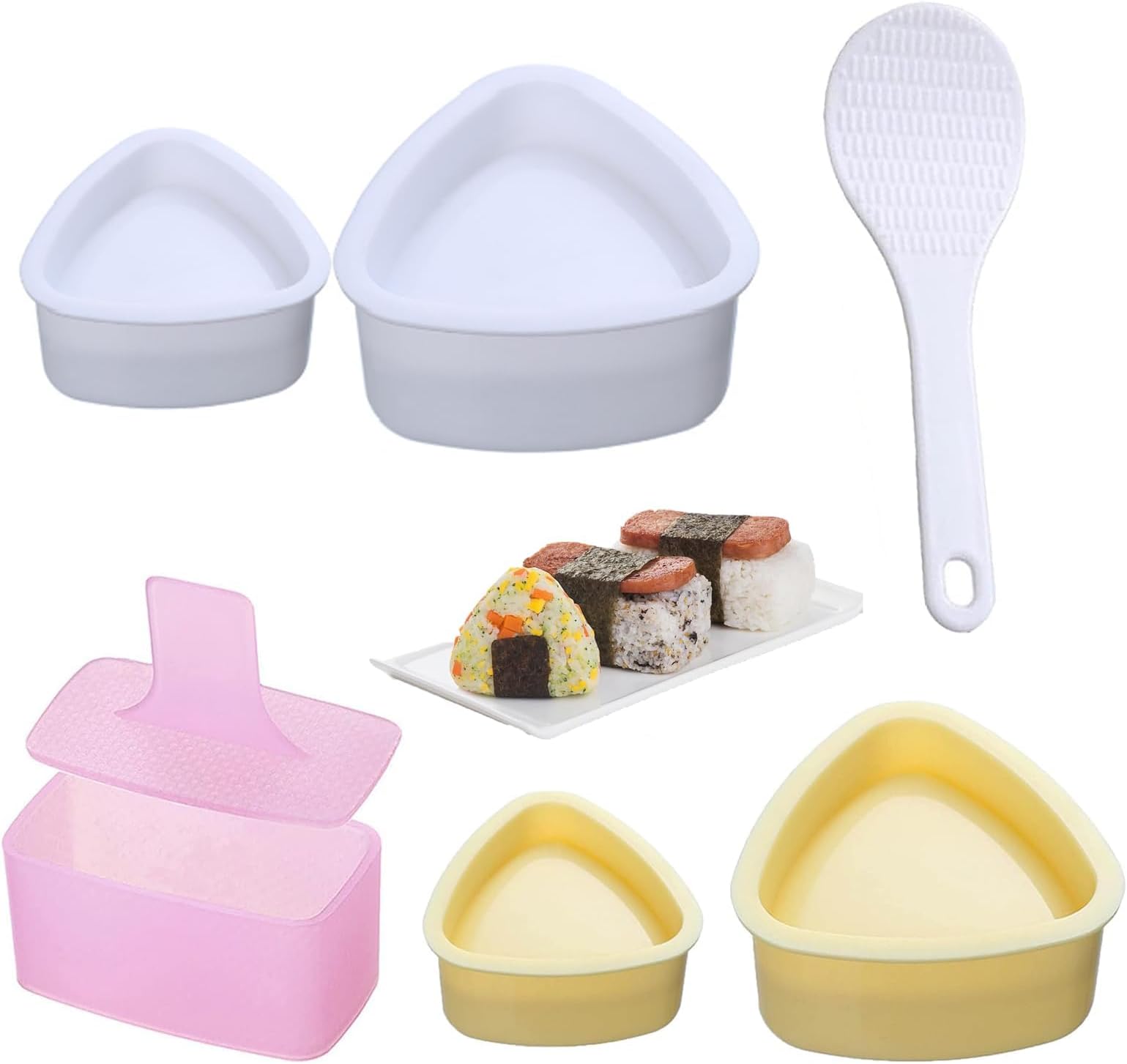 6Pcs Rice Ball Maker, Rice Mould, Sushi Mould, Triangle Rice Ball Mould, Sushi Making Kit, Rice Ball Mould Mold, for Kids Picnic Sushi DIY, Kitchen Cooking