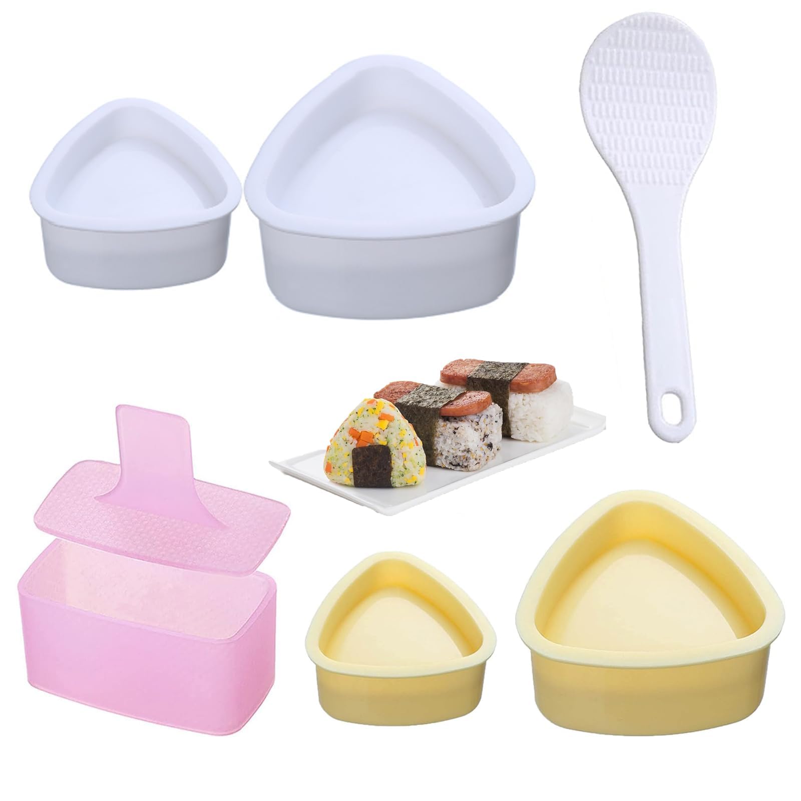 6Pcs Rice Ball Maker, Rice Mould, Sushi Mould, Triangle Rice Ball Mould, Sushi Making Kit, Rice Ball Mould Mold, for Kids Picnic Sushi DIY, Kitchen Cooking