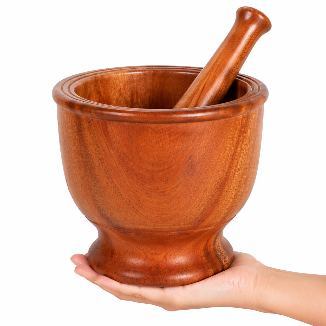 Pilon De Madera para Mofongo – Large Wooden Mortar and Pestle, Pilon Dominicano for Garlic, Sofrito and Plantain Mashing, Traditional Caribbean Kitchen Tool for Dominican, Puerto Rican and Cuban