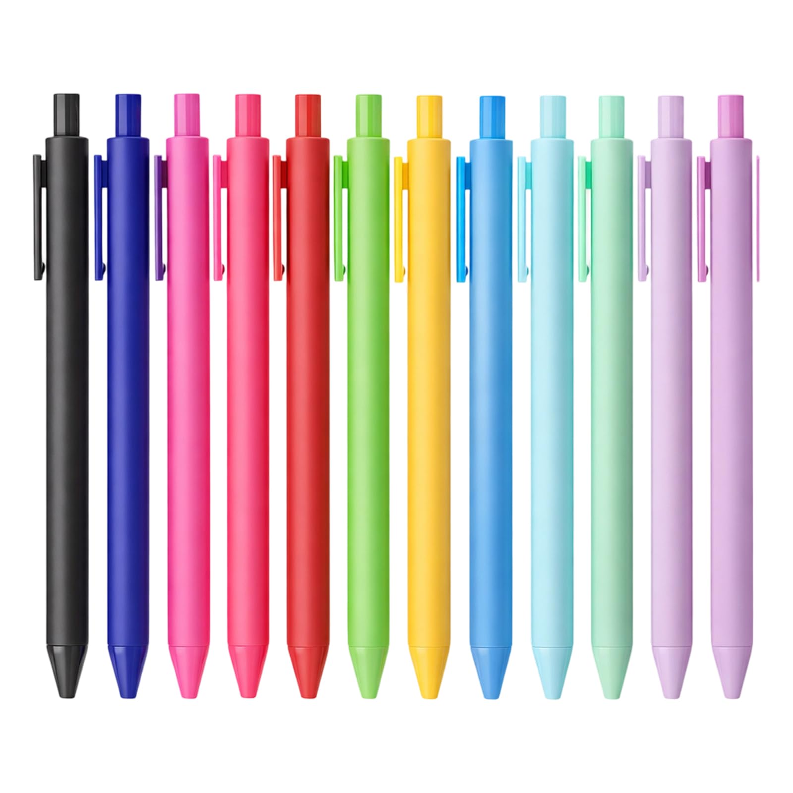 Colour Pens, 12 Multicoloured Gel Pens for Writing and Drawing, Fine Point Coloured Ballpoint Pens for Note-Taking and Journaling, Ideal for Office Use and Creative Activities(The Pen Refill Is Black)