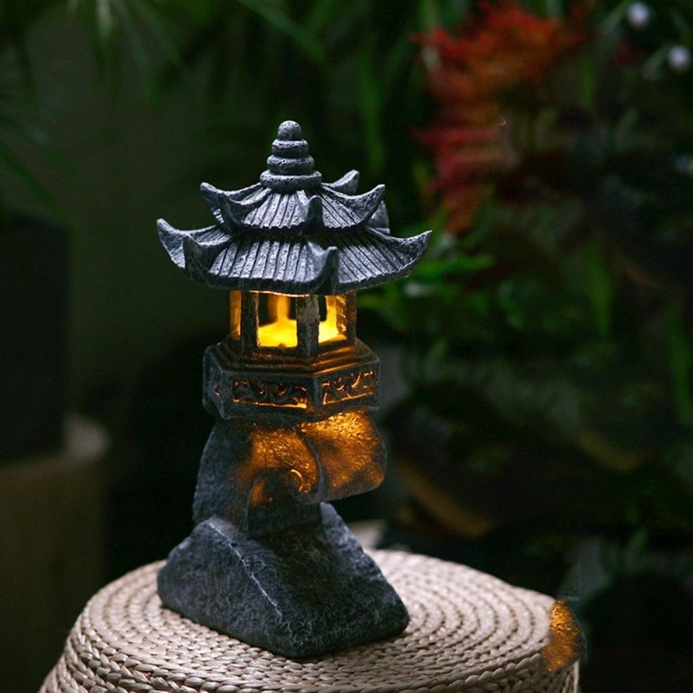 FUBESK Solar Pagode Laternen Stil Weg für Licht Solar wiederaufladbare LED-Lampe für Garten (A)