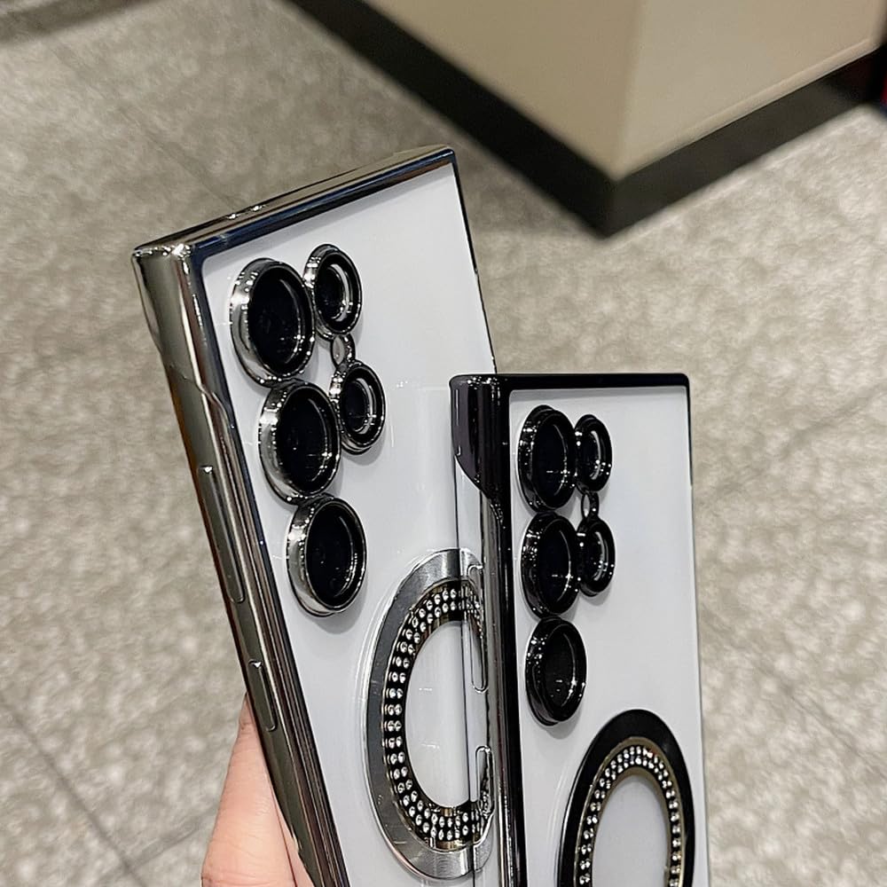 Powłoka bezramkowa etui do Samsung Galaxy S24 S23 S22 Ultra Plus cienki przezroczysty obiektyw aparatu, niebieski, do Galaxy S23Ultra