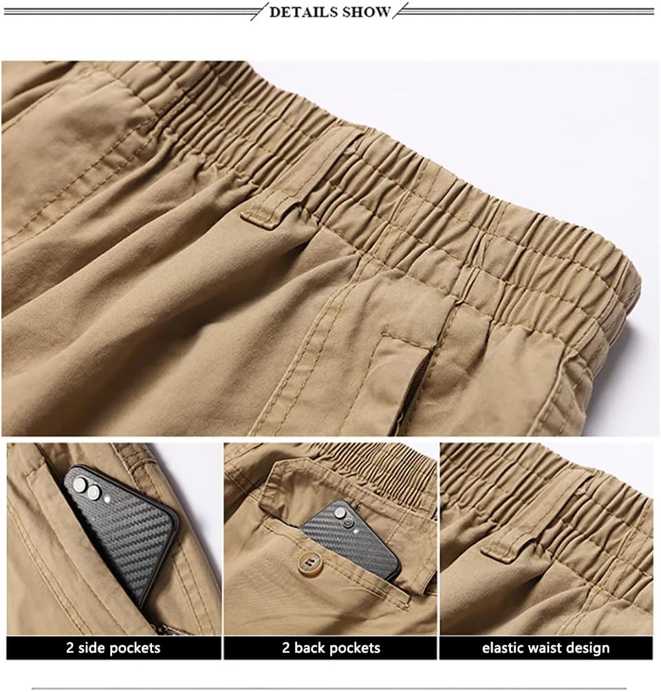 WZIKAI Mens Cargo Pants,Elastic Waist Sweatpants for Men Casual Long Trousers Light Jogger Pants - Image 5