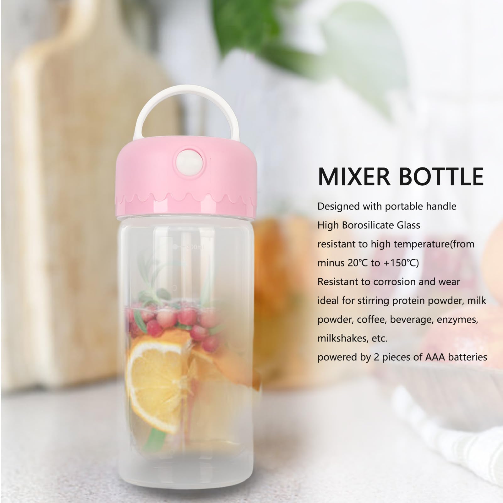 FLEXMAN Shaker Bottle, Portable Handle High Borosilicate Glass Protein Shaker Bottle, y Shaped Stirrer Multifunction Mixer Bottle for Stirring Protein Powder, Milk Powder