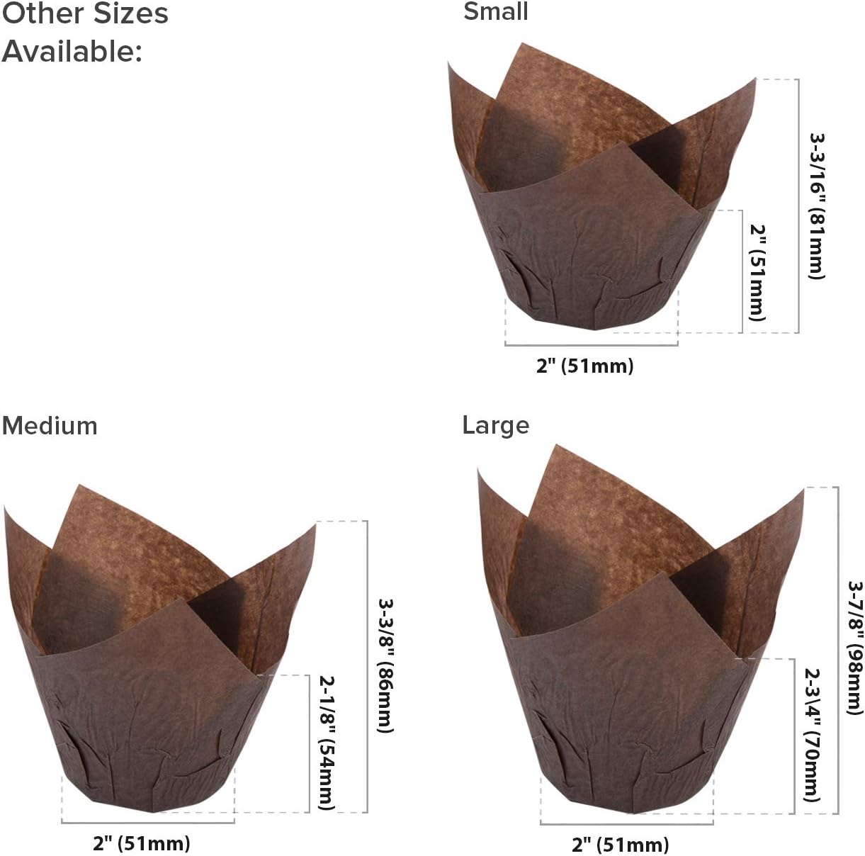 Royal Brown Tulip Style Baking Cups, Medium Case of 2000