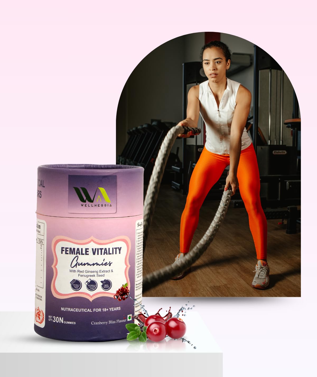 Wellnessia Female Vitality Gummies - Support for Energy, Wellness, and Balance - Natural Ingredients for Women’s Health - 30 Gummies (Cranberry Bliss Flavour) Wellnessia Female Vitality Gummies - Support for Energy, Wellness, and Balance - Natural Ingredients for Women’s Health - 30 Gummies (Cranberry Bliss Flavour)