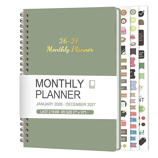 Monthly Planner 2026-2027, 2 Year Calendar 2026-2027 (Jan 2026 - Dec 2027), 7" x 10", 26-27 Monthly Calendar Planner, 24-Month Planning Book for Home School Office Supplies