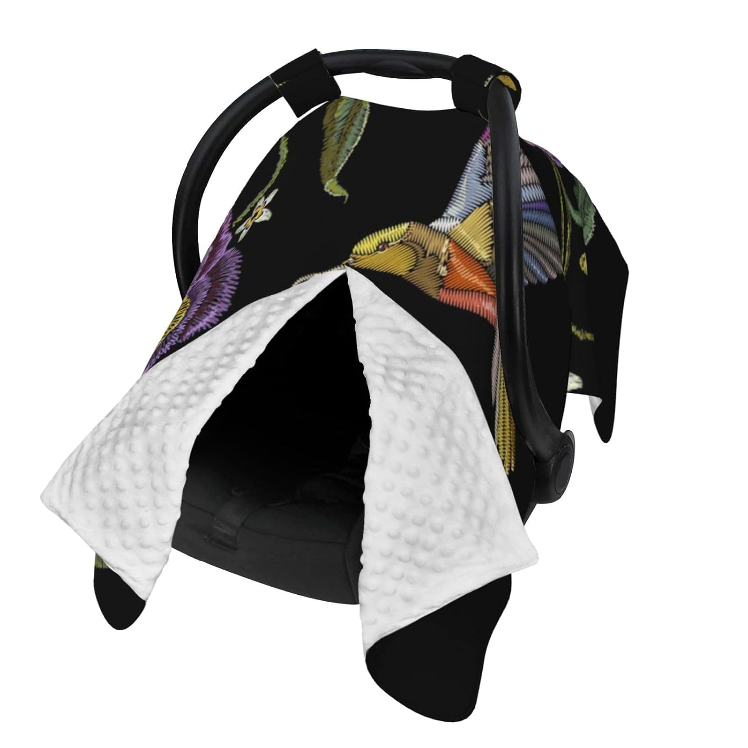 Flowers Hummingbirds Baby Car Seat Cover & Breastfeeding Nursing Cover - Breathable Stretch Fabric Multi-Use Nursing Cover for Breastfeeding