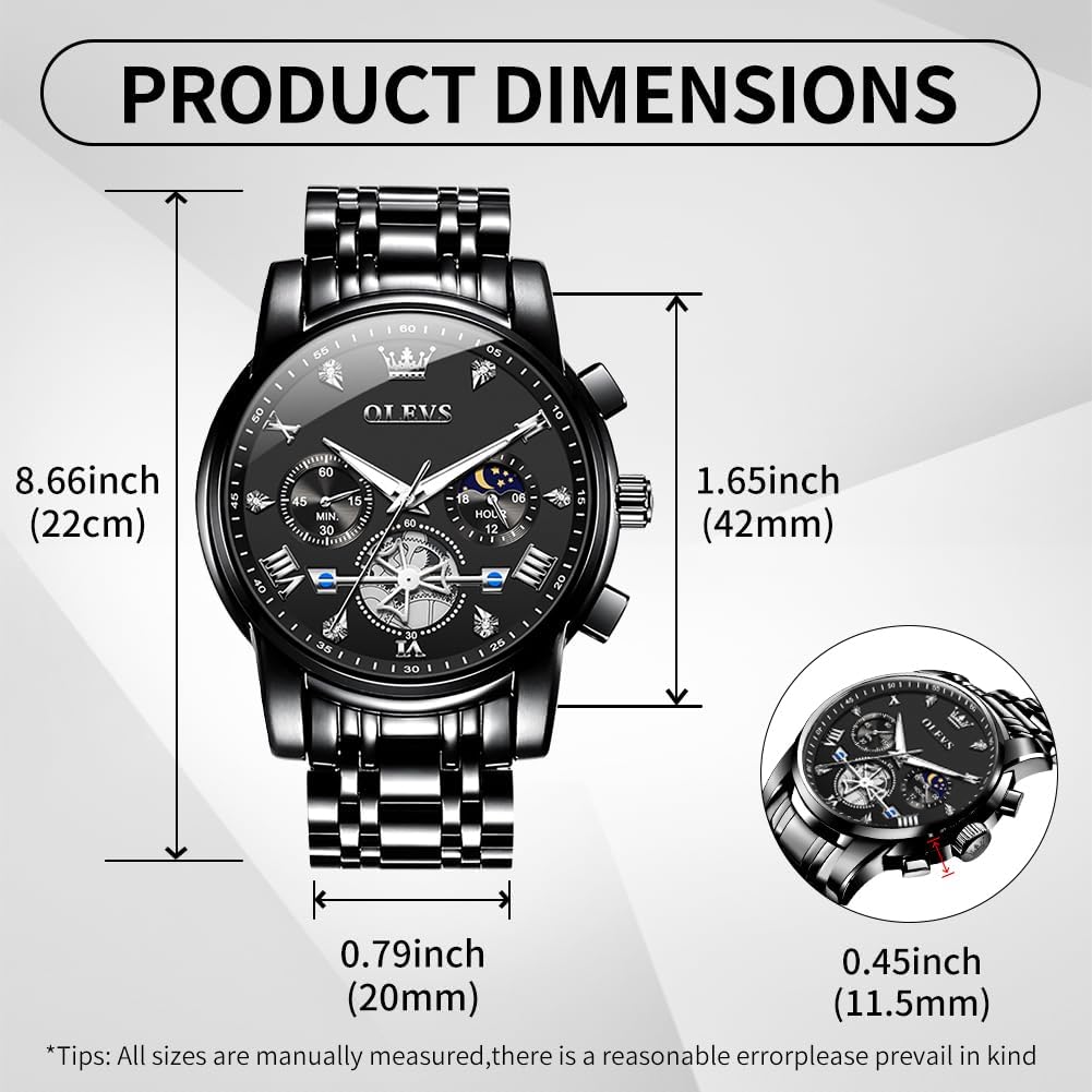 OLEVS Watches for Men,Luxury Big Face Mens Watch Stainless Steel Quartz Analog Dress Watches for Men Luminous Multifunction Chronograph Man Watch Relojes De Hombre - Image 4