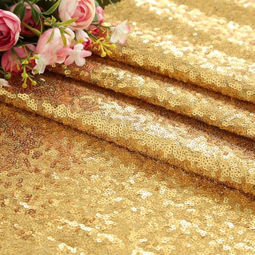Image of Gold Sequin Backdrop Curtains 2ftx8ft Glitter Party Backdrop 6 Pieces Sparkly Fabric Curtains for Wedding Stage Background Decorations Christmas Party Decoration