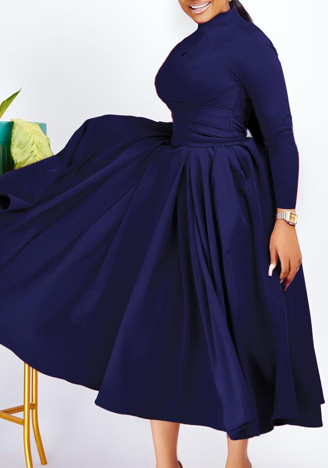 Women's Long Sleeve Maxi Dress Church Cocktail African Formal Fall Dresses Plus Size Wedding Guest Dress - Image 2