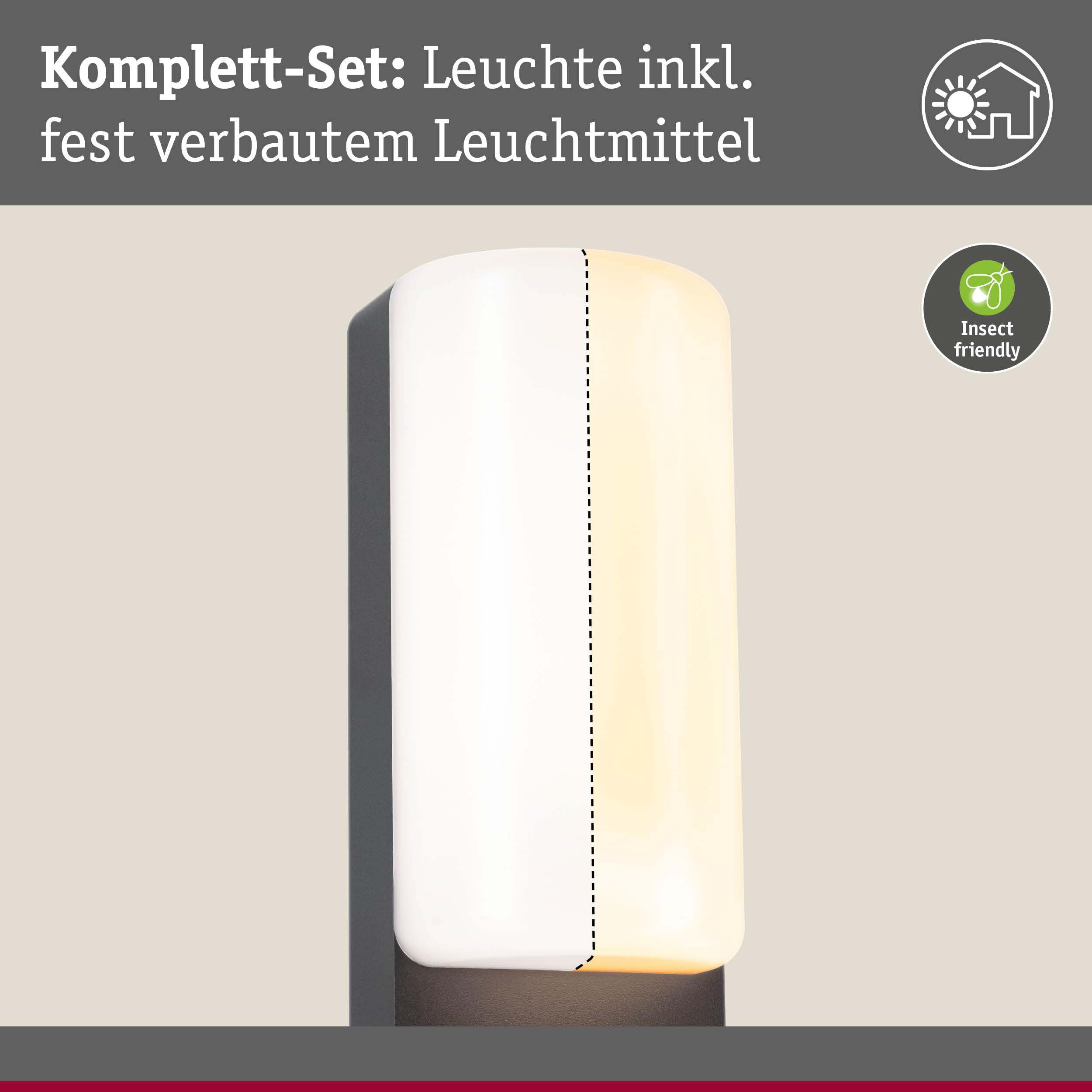 Paulmann 94853 LED opr. na ścianę zewn. Bonnie czujn. ruchu, przyj. owad. i odporna na w. morską IP44 93x77mm 2200-3000K 8,5W 560lm 230V antracyt