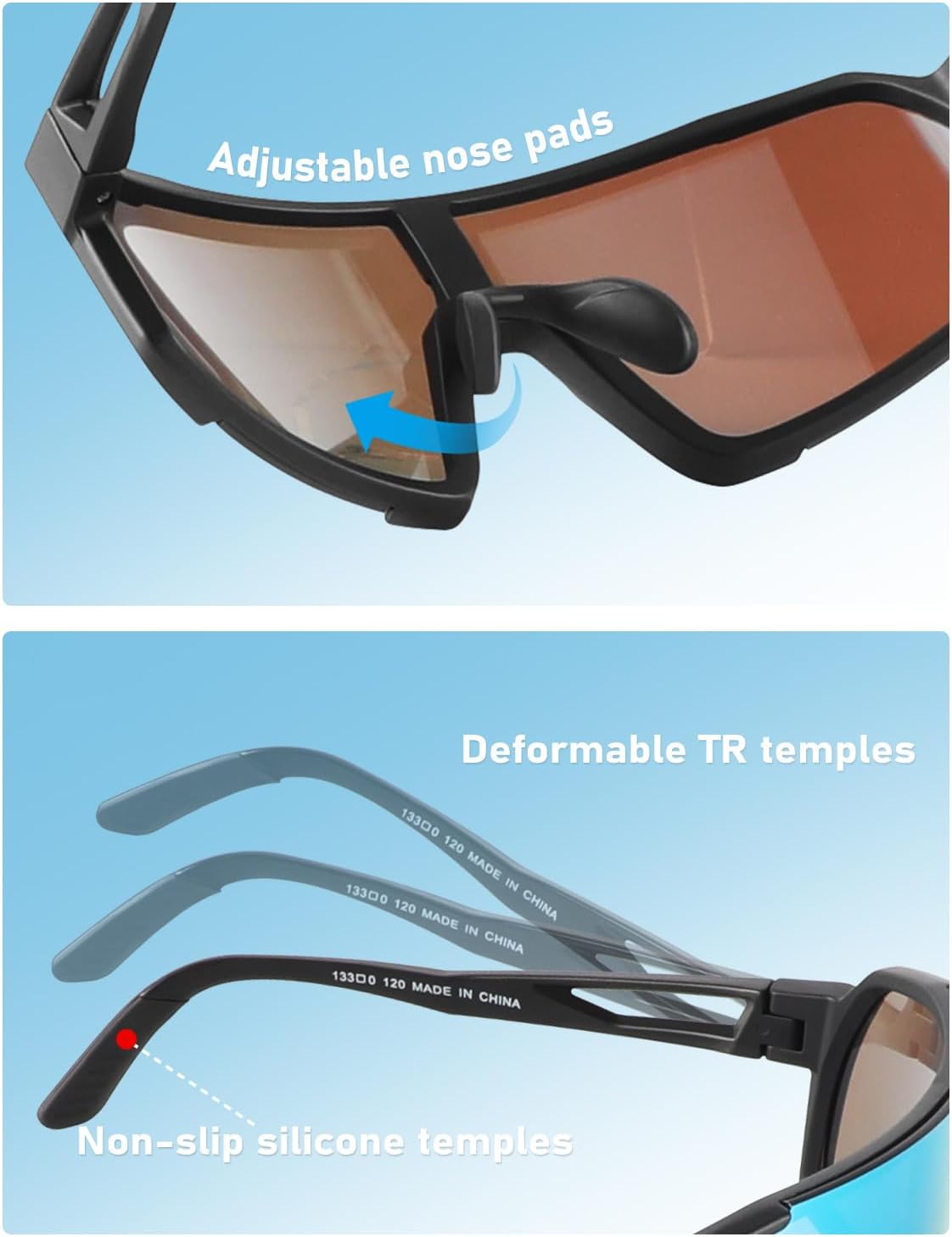 OULAIQI Sports Sunglasses for Men Women,Cycling Glasses UV Protection for Running Softball Volleyball Hiking - Image 5