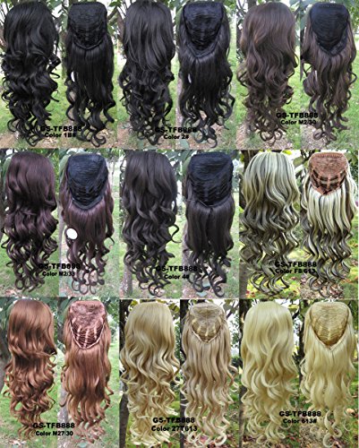 Simpleyourstyle 9colors 3/4 Half Hair Extensions Body Wave Wigs,Synthetic Hair Extensions,wig Stand Gift Heat Resistant Brown Blonde Clip in Hair Extensions U Pick 200g (1b Natural Black)