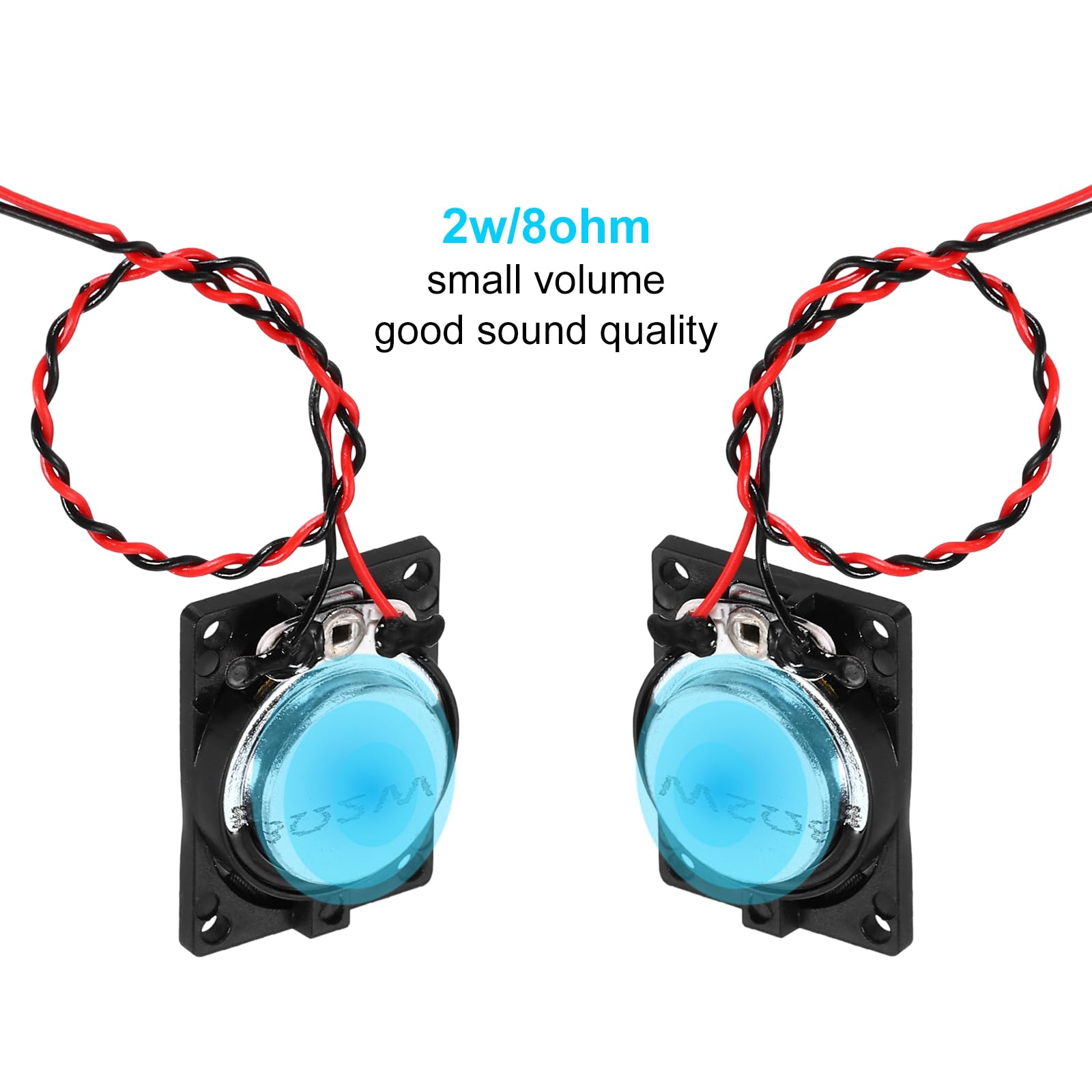 QUARKZMAN 2Pz 2W 8 Ohm Quadrato Mini Altoparlante-Guscio Metallico Interno Micro Magnete Speaker con Filo da 120mm Cavo Terminale Per Piccoli Altoparlanti-DVD EVD Multimediale Mobile Radio