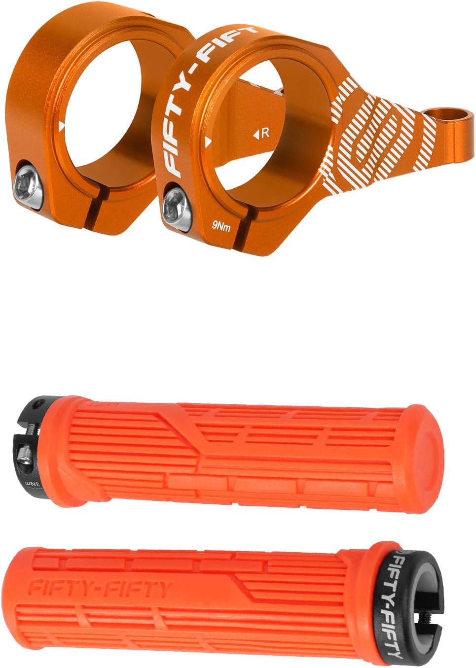 FIFTY-FIFTY Direct Mount Mountain Bike Stem, Fit for 31.8mm Handlebar Clamp, MTB Stem,Mountain Bike Grips, Single Lock-on MTB Handlerbar Grips, Soft and Comfortable, Non-Slip Locking Bicycle Handle