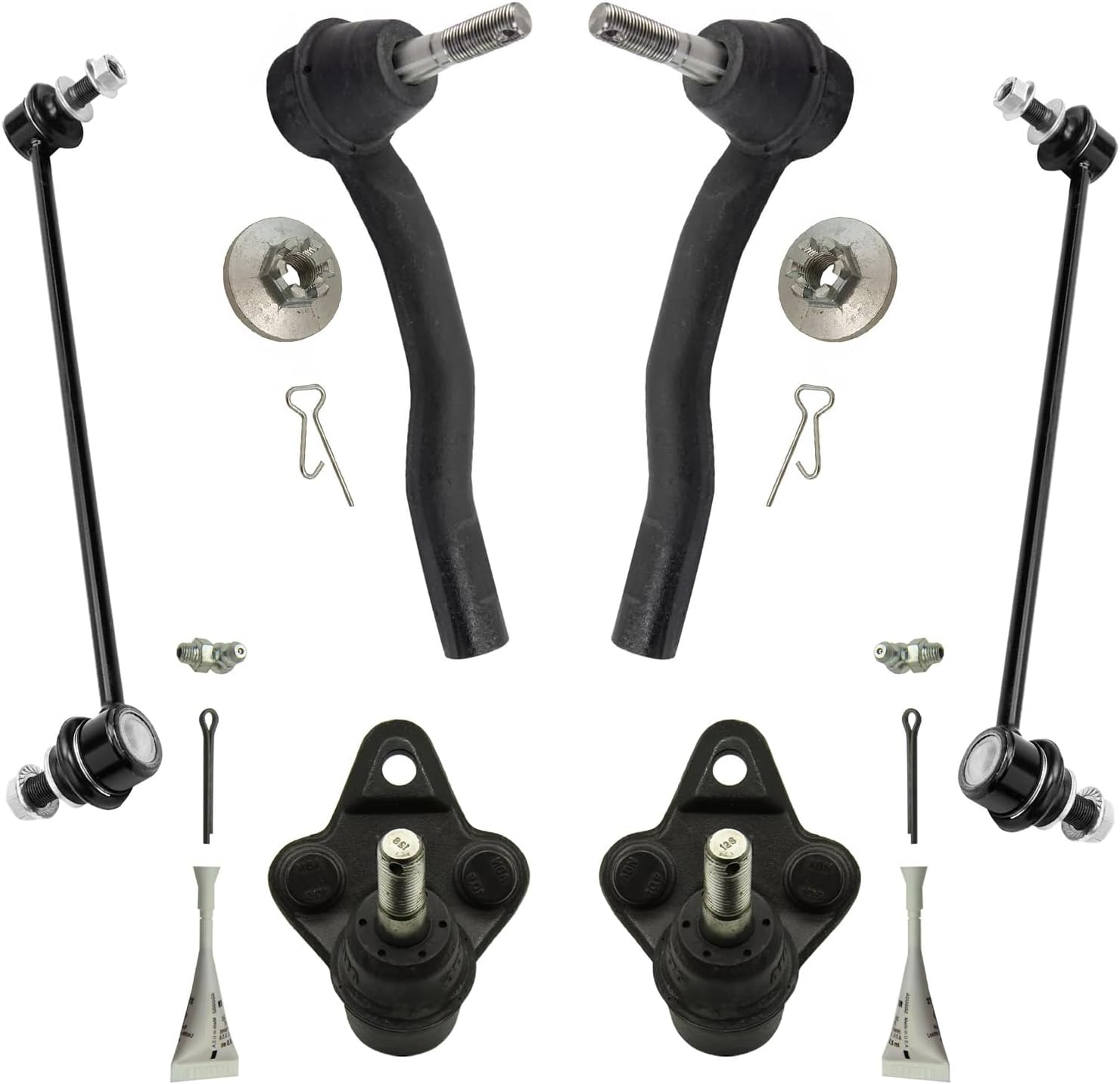 Detroit Axle - 6pc Front Suspension Kit for Toyota 2010-2015 Prius Plug-In 2011-2017 Lexus CT200h, 2 Lower Ball Joints 2 Sway Bars 2 Outer Tie Rods 2012 2013 2014 Replacement