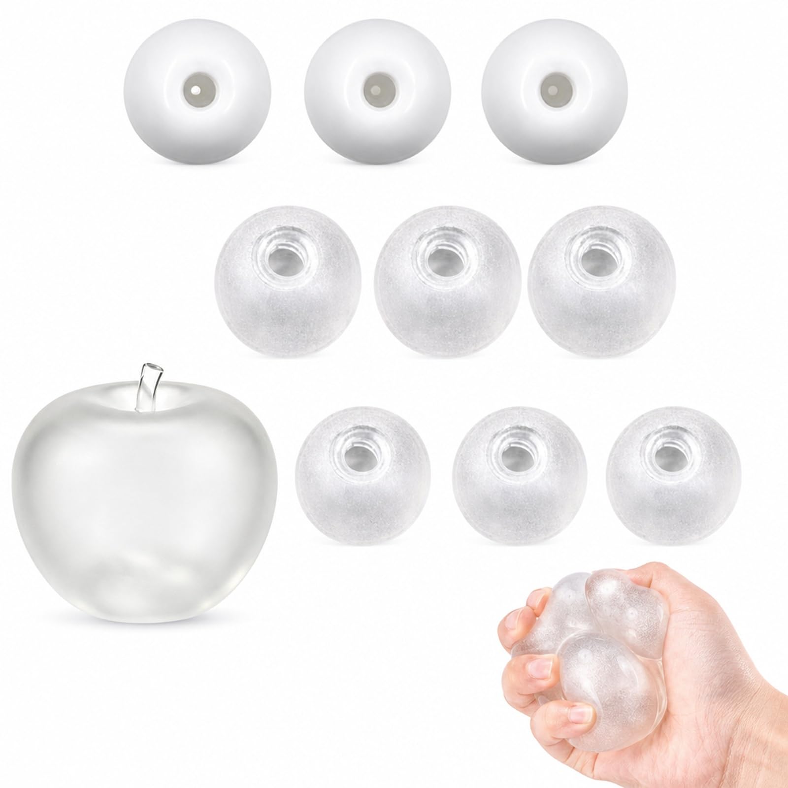 10 PCS Squishy Skins, Clear Apple-Shaped and Round