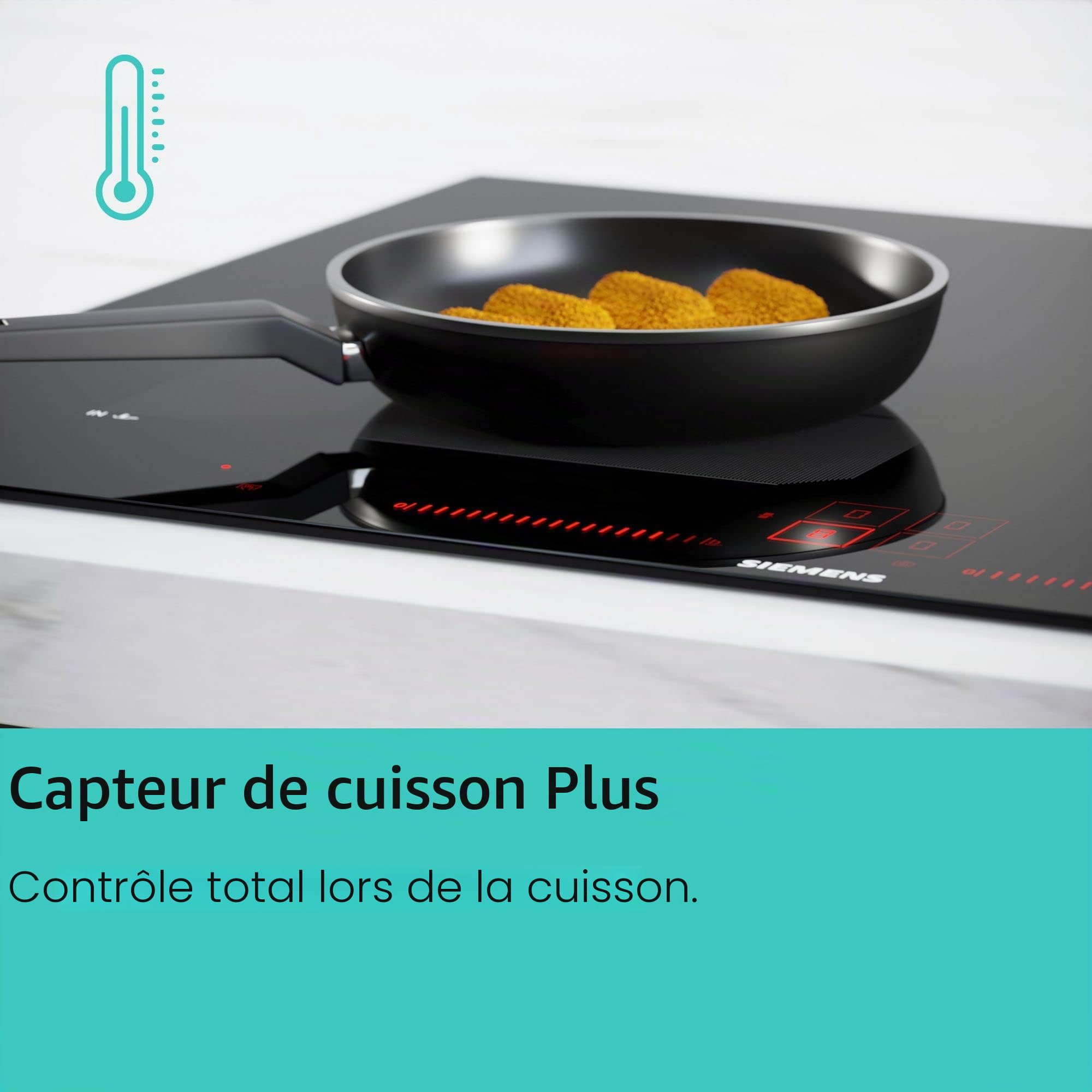 Siemens iQ700 Noir, Acier inoxydable Intégré (placement) Plaque avec zone à induction 4 zone(s)