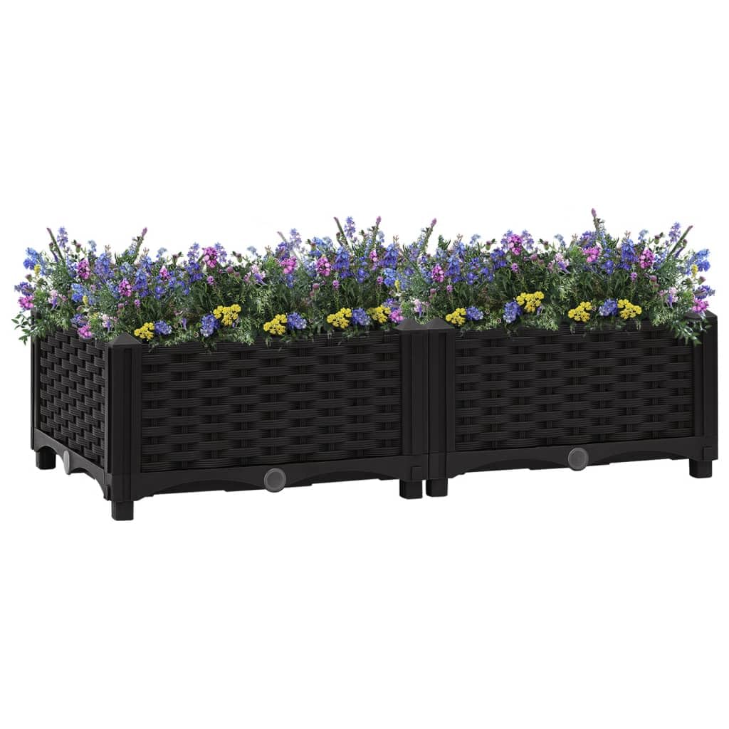 Jardinière surélevée rectangulaire 80x40x23cm bac à fleur polypropylène