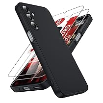 LeYi Cover per Samsung A16 5G, 4G con 2 Pezzi Vetro Temperato, Custodia Morbida Silicone Liquida TPU Protettivo Ultra Slim Antiurto, Case con Protezione Fotocamera per Samsung Galaxy A 16, Nero