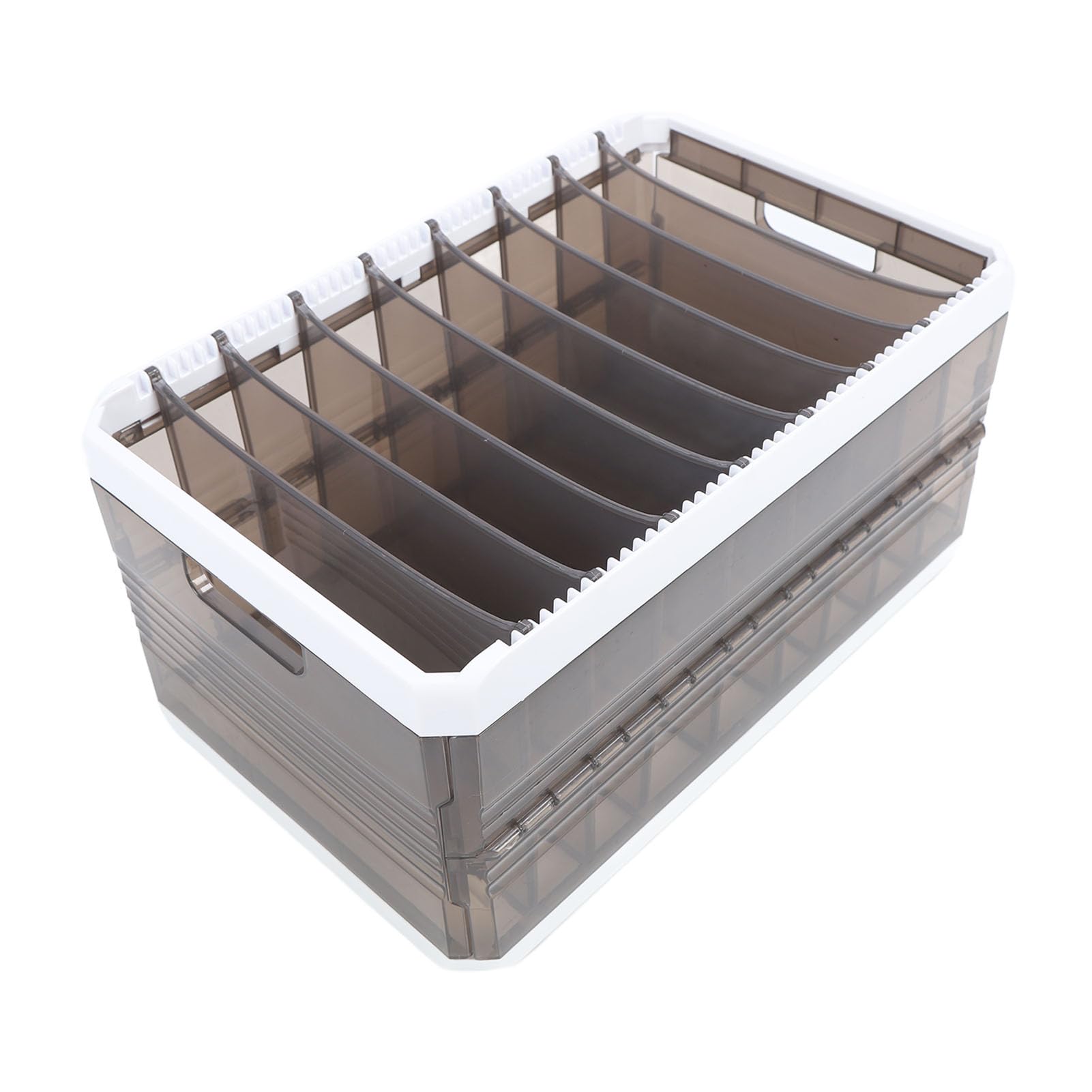 Caja de almacenamiento plegable con compartimentos para ropa, organizador de prendas para armario con diseño de riel deslizante, organizador apilable para pantalones, calcetines y (con tapa de 9