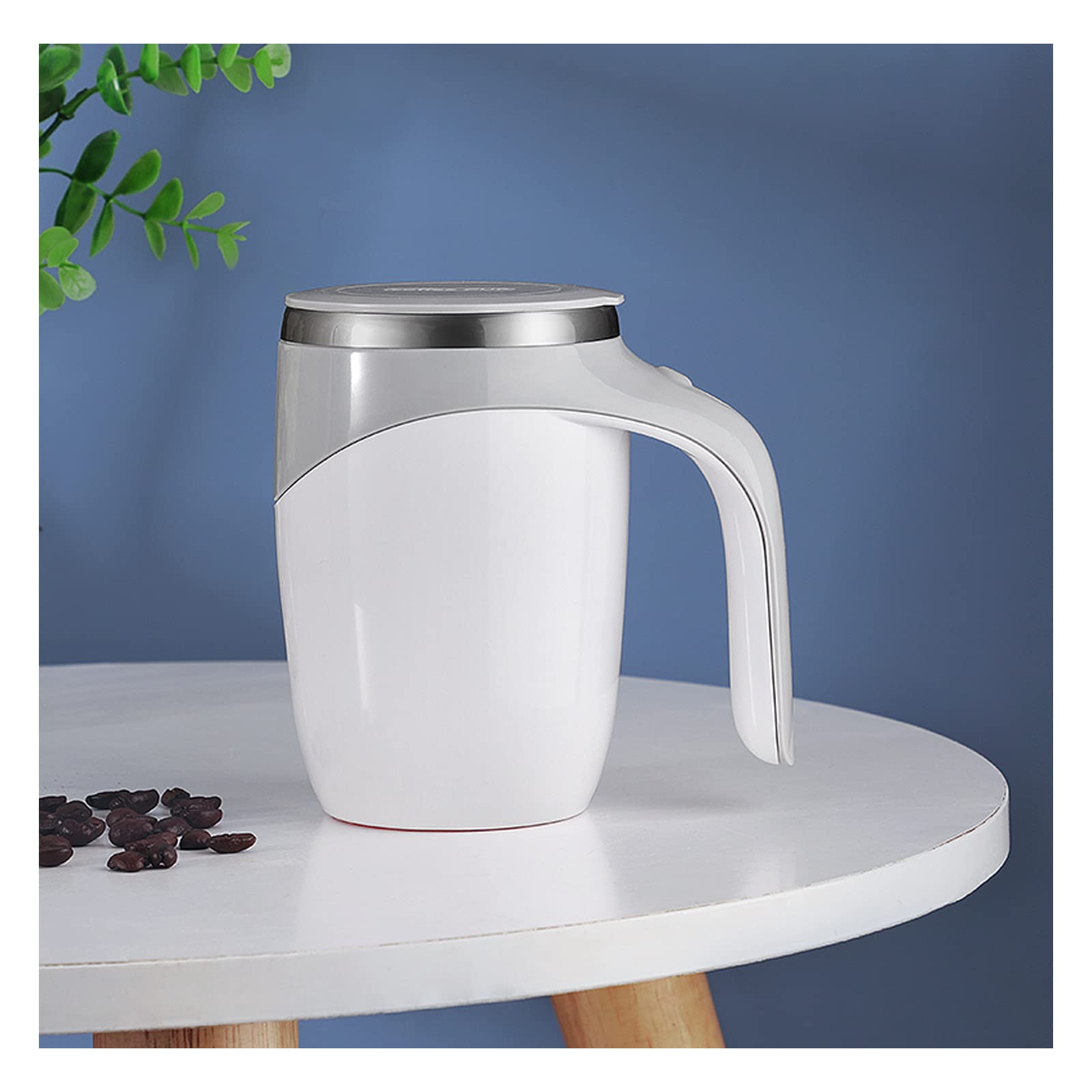 FOVNOT Auto Magnetic Mug, Self Stirring Coffee Mug Reusable Self Stirring Mug for Coffee/Milk/Tea/Hot Chocolat (White)