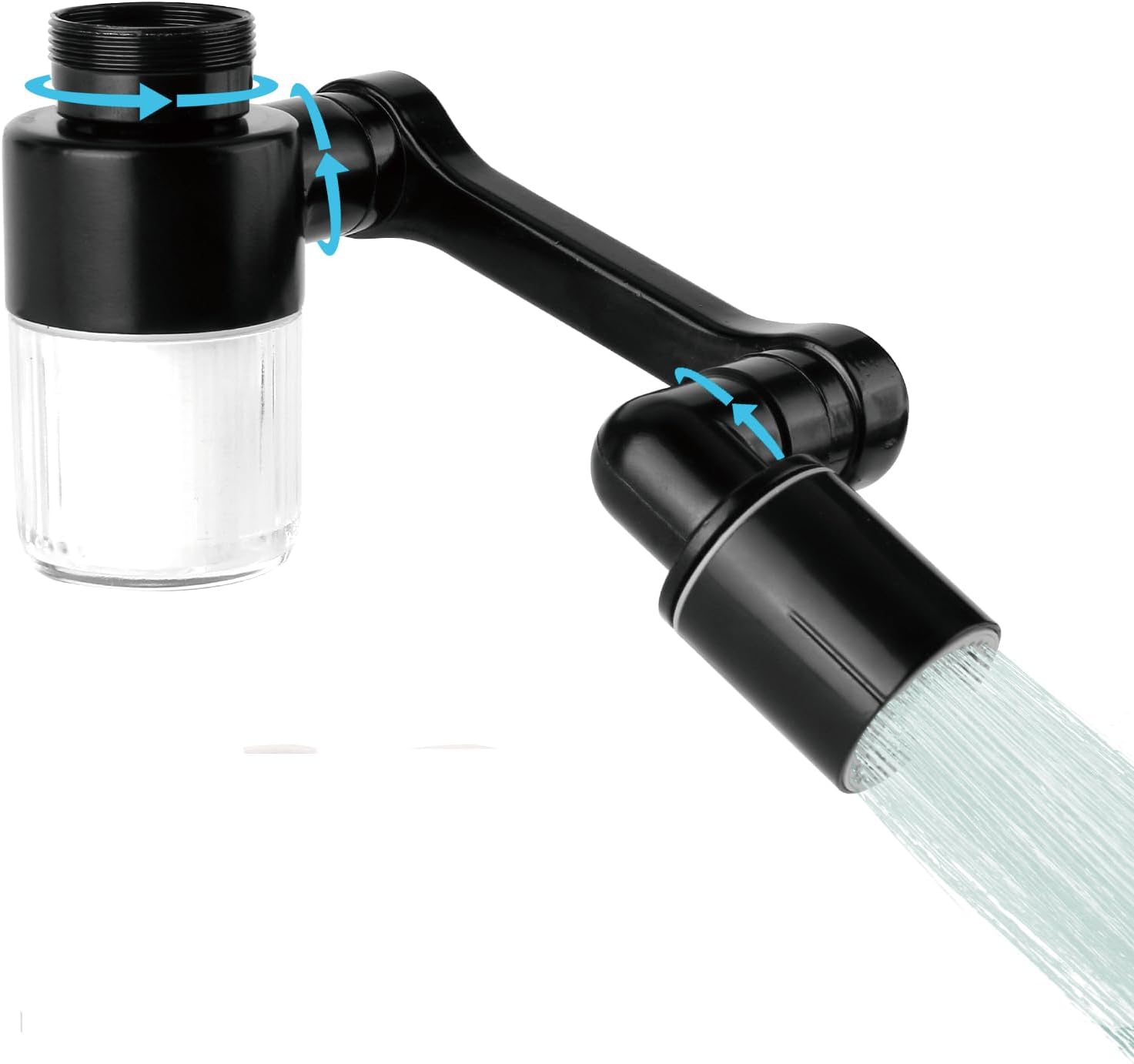 1080°Swivel Faucet Extender, Sink Water Faucet Aerator Extension, kitchen sink faucet, Kitchen Rotating Extension with 2 Mode Splash (Black, Extender with filter)