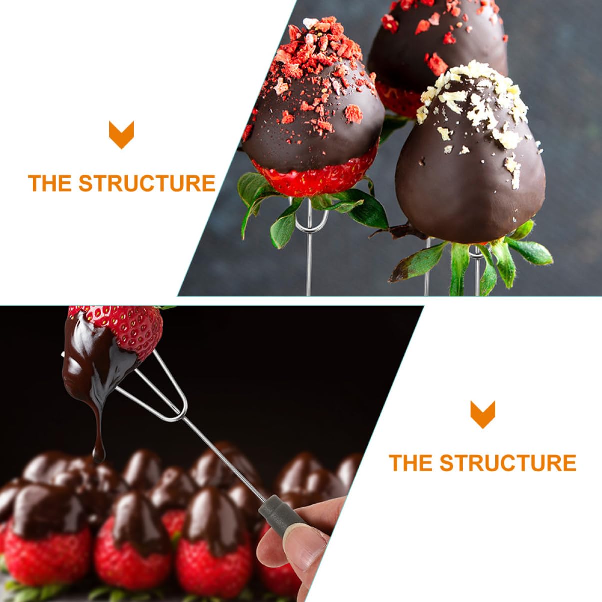 10 Fourchettes à Fondue En Acier Inoxydable 304 - Pour Chocolat, Fromage - Longueur 20cm - Manche Ergonomique
