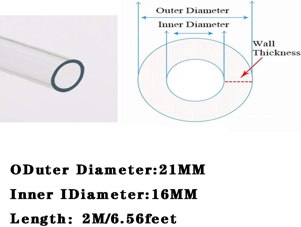 Silicone Rubber Tube Air Hose Pipe for Pump Transfer Clear,21mmx16mm Length 2m/6.56feet