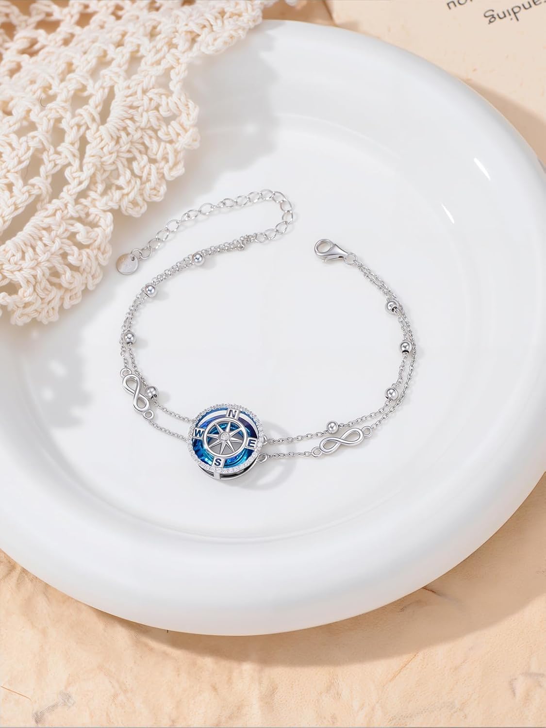 Sea Turtle/Dolphin/Starfish/Seashell/Compass Bracelet for Women 925 Sterling Silver Ocean Wave Anklet Summer Hawaiian Jewelry Gift for Her - Image 2