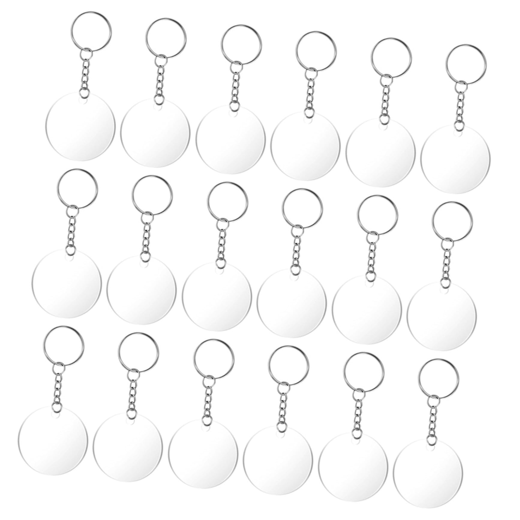 Healifty 60 Pcs Round Acrylic Keychain DIY Set (Acrylic Keychain Blank, Key Ring)