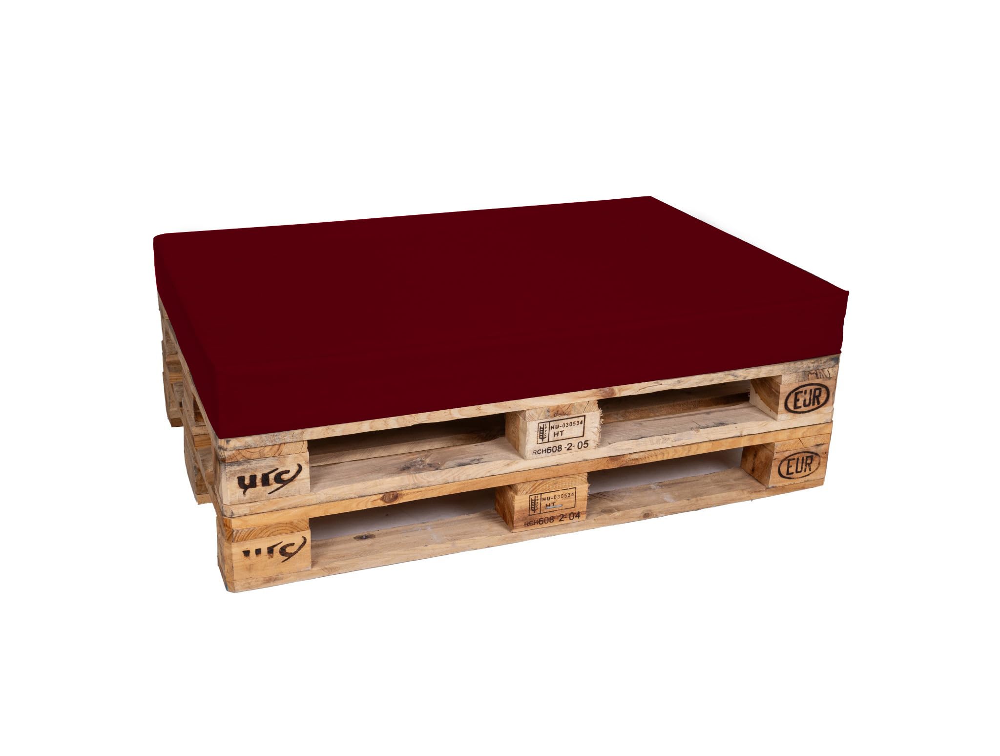 TexDeko Poduszki na palety, sofa paletowa, poduszki na palety, poduszki na materac (120 x 80 x 8 cm), pianka na europaletę, poduszka dla psa, nakładka (w kolorze bordowym z wodoodporną poszewką)