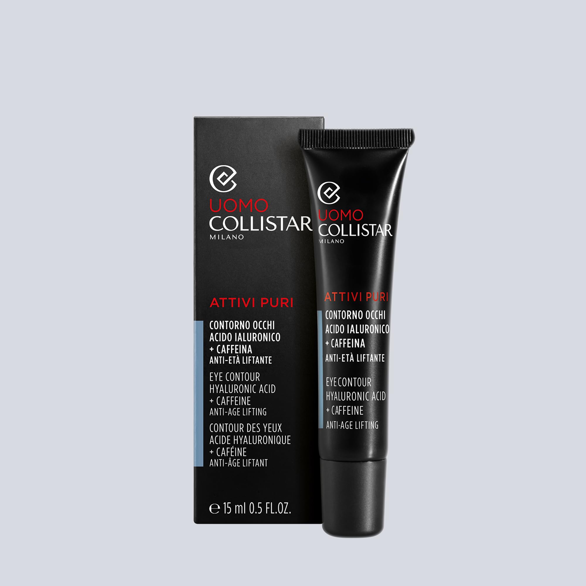 Collistar Kit Uomo Contorno Occhi Ialuronico + Caffeina 15ml e Crema Antirughe 50ml, Liftante, Anti-Occhiaie, Anti-Rughe, Pelle Tonicizzata, Elastica e Idratata
