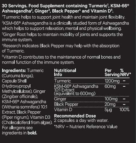 Cannaray Turmeric Capsules 1200Mg With Added Ashwagandha, Ginger And Black Pepper To Support Joint & Bone Health - 8