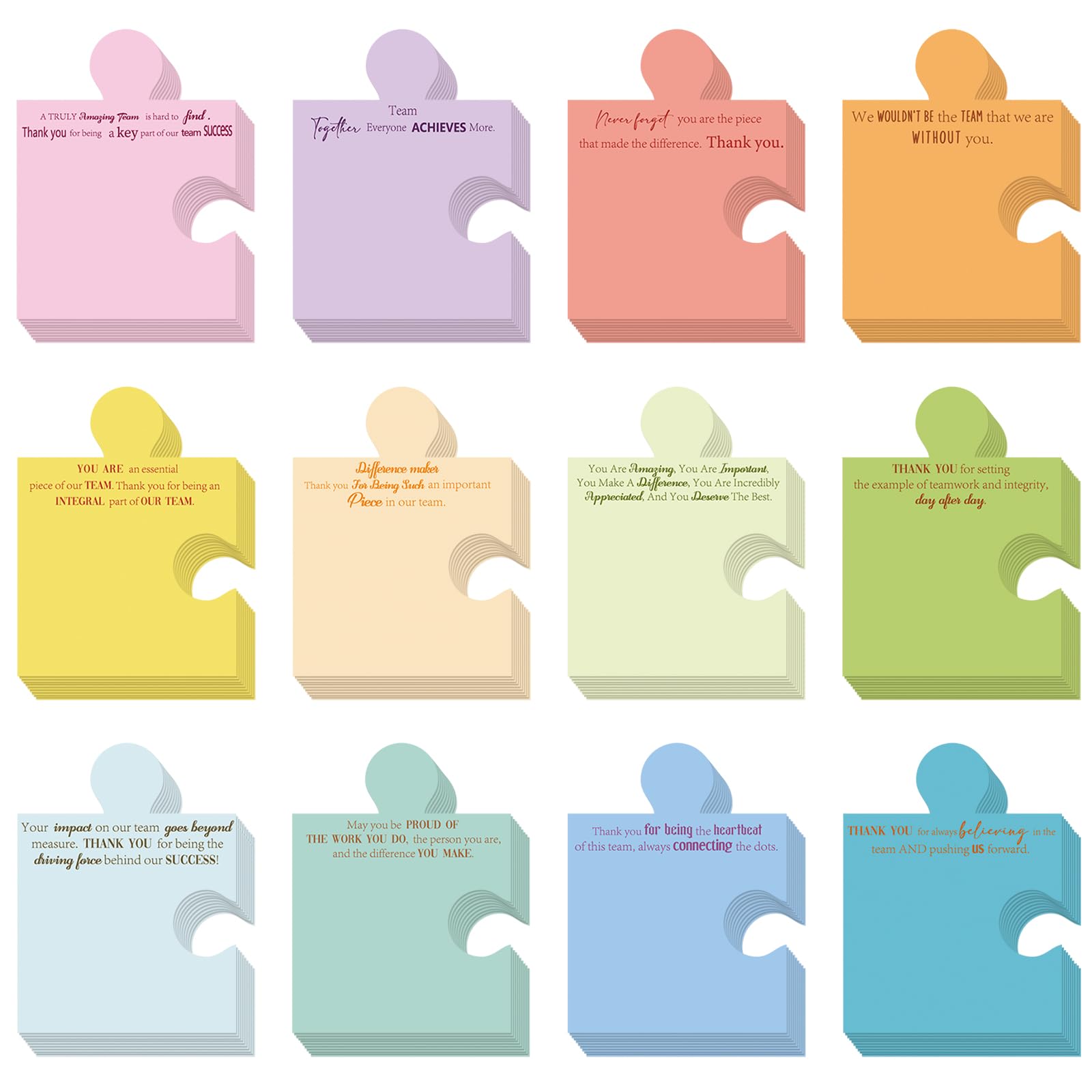 Yinder 24 Pads Team Appreciation Sticky Notes Puzzle Shaped Memo Gifts