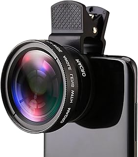 Jowfay Lente de Teléfono Móvil, Kit de Objetivo 2 en 1 para Teléfono Móvil Lente de Teléfono Móvil 0,45X Objetivo Gran Angular y Lente de Cámara Macro de 12,5X Universal para la Mayoría de Smartphones