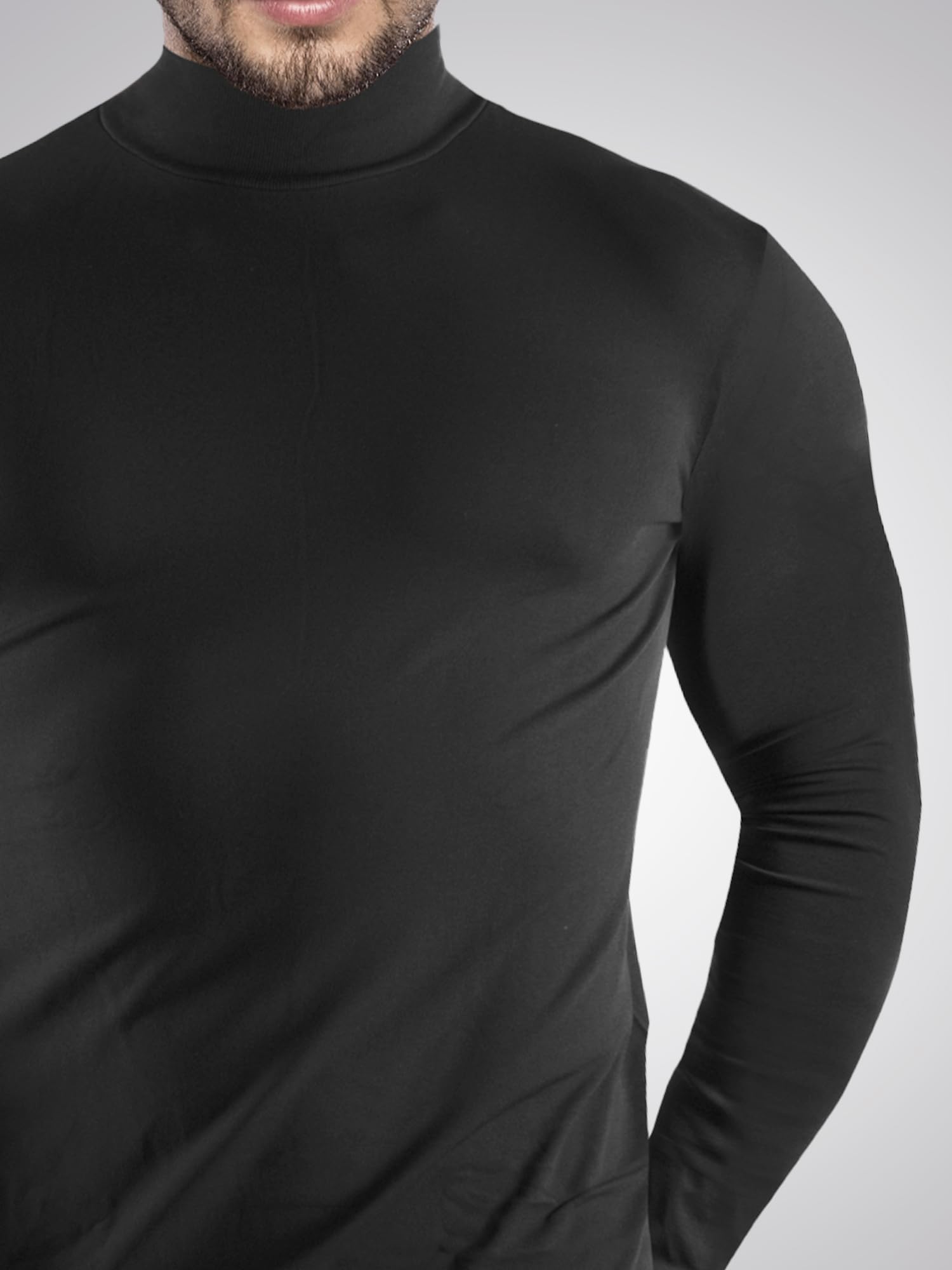 T-Shirt Manches Longues Homme, col Montant, Cachemire, Doux et Chaud, 201811