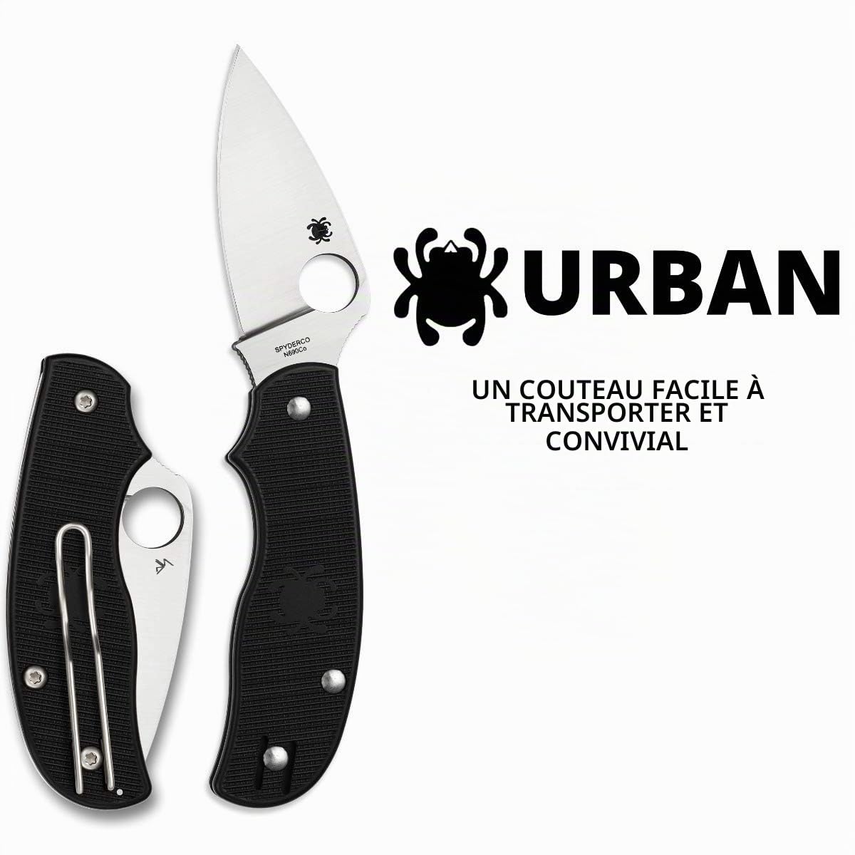Spyderco Mixte Urban Lightweight Slipit Couteau SPYDERCO C127PBK, Noir, 9 cm EU