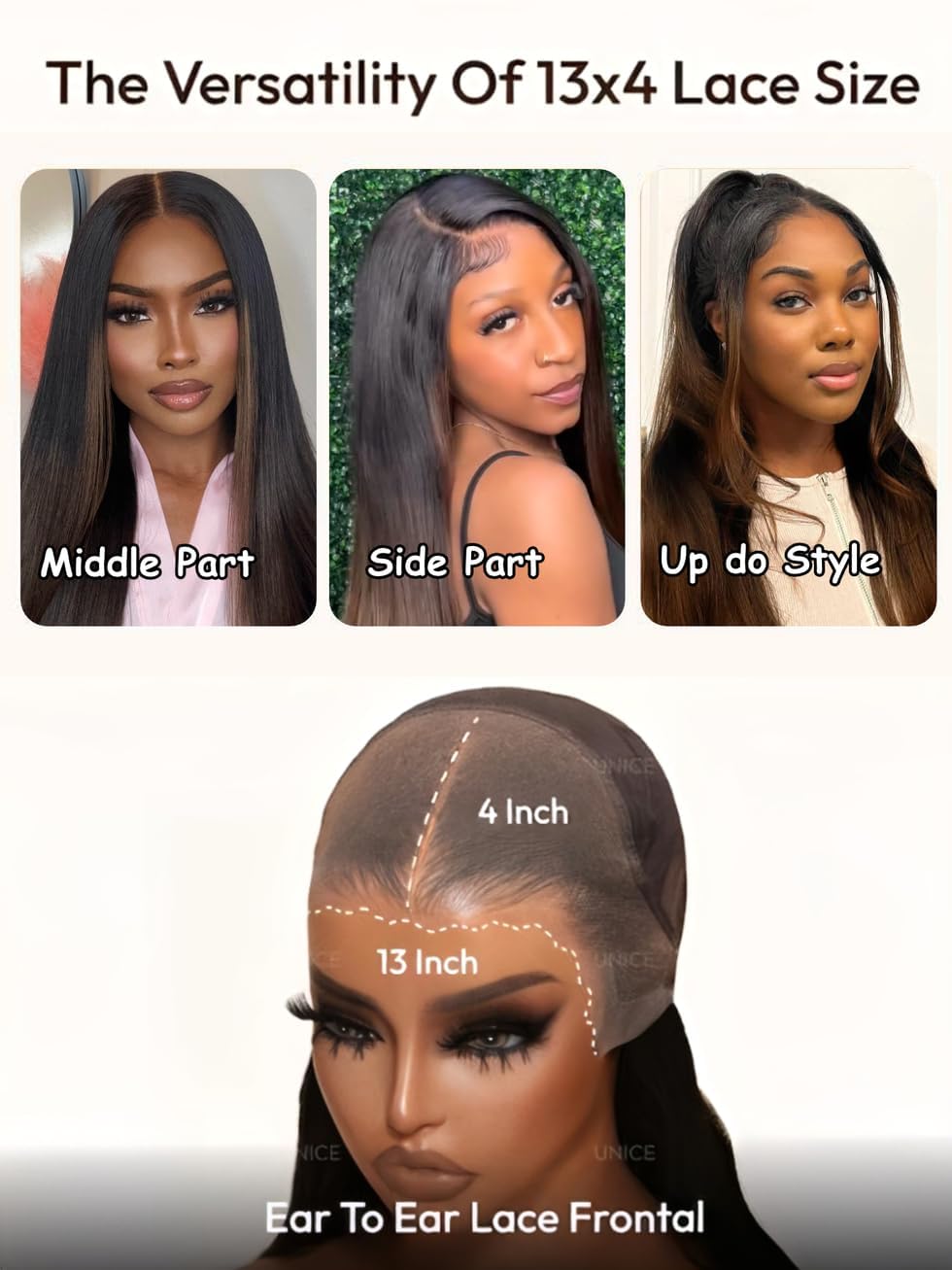 UNICE Bye Bye Knots 7x5 Pre Cut Lace Front Glueless Wig Black Cherry Layered Wig Straight Human Hair Put on and Go Wig Pre Plucked Natural Hairline Bleached Invisible Knots 180% Density 22 Inch: 20 Inch Dark Roots Ombre Chestnut Brown