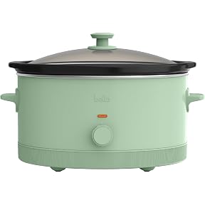 bella 6.0 Qt Programmable Slow Cooker, EverGood™ Ceramic Nonstick Coating, Adjustable Temperature & Cooking Times, Dishwasher Safe Stoneware Pot & Tempered Glass Lid, Tangle Free Cord Wrap, Seaglass