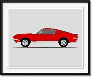Shelby GT500KR 1968 (Side Profile) Inspired Poster Print Wall Art Decor Handmade (Unframed)