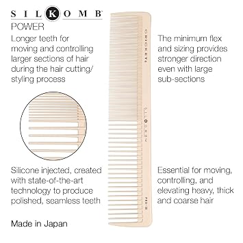 Cricket Silkomb Pro-30 Power Hair Cutting Comb - Silicone-Injected, Seamless Teeth with Dual Tooth Pattern for Precision Cutting, Styling, Ideal for All Hair Types