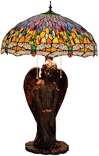 Tiffany Yellow Dragonfly Glass Desk Lamp Angel Lamp Holder for Hotels Bars Restaurants Living Room Bedroom Room