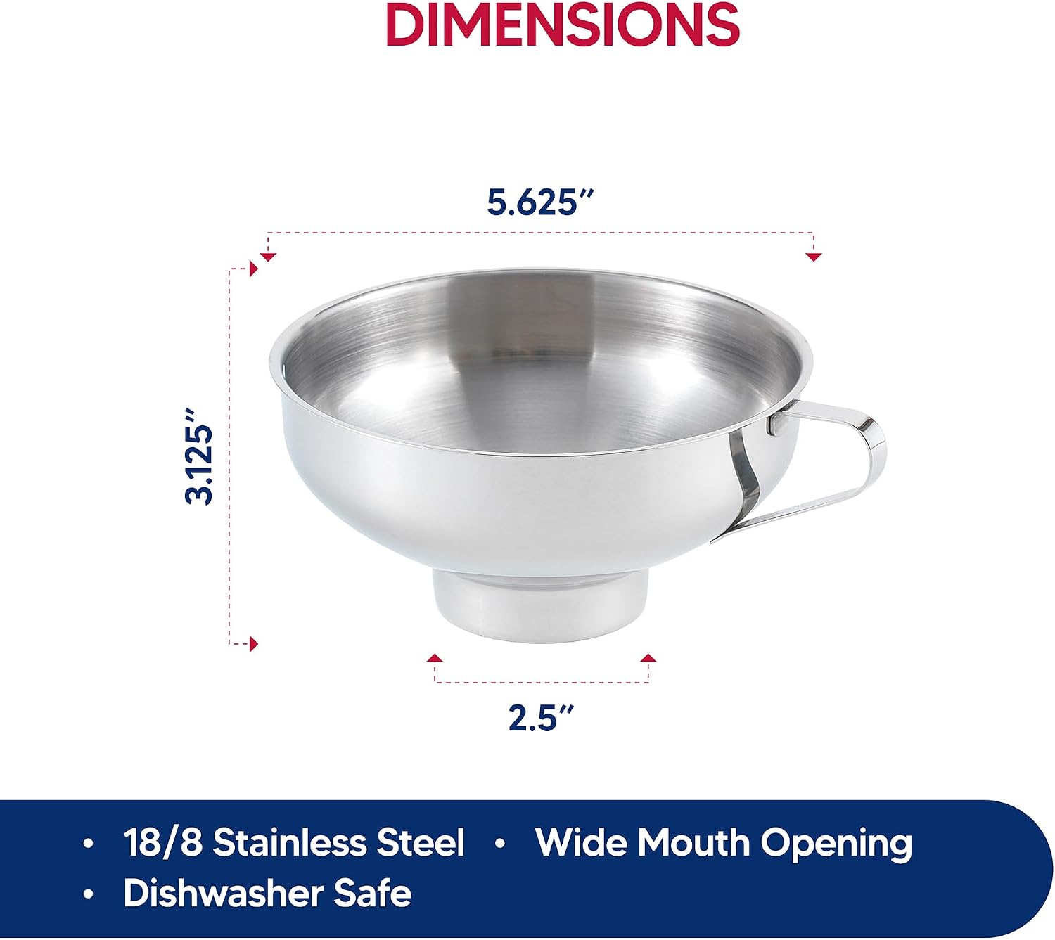 HIC Kitchen Canning Funnel, 18/8 Stainless Steel