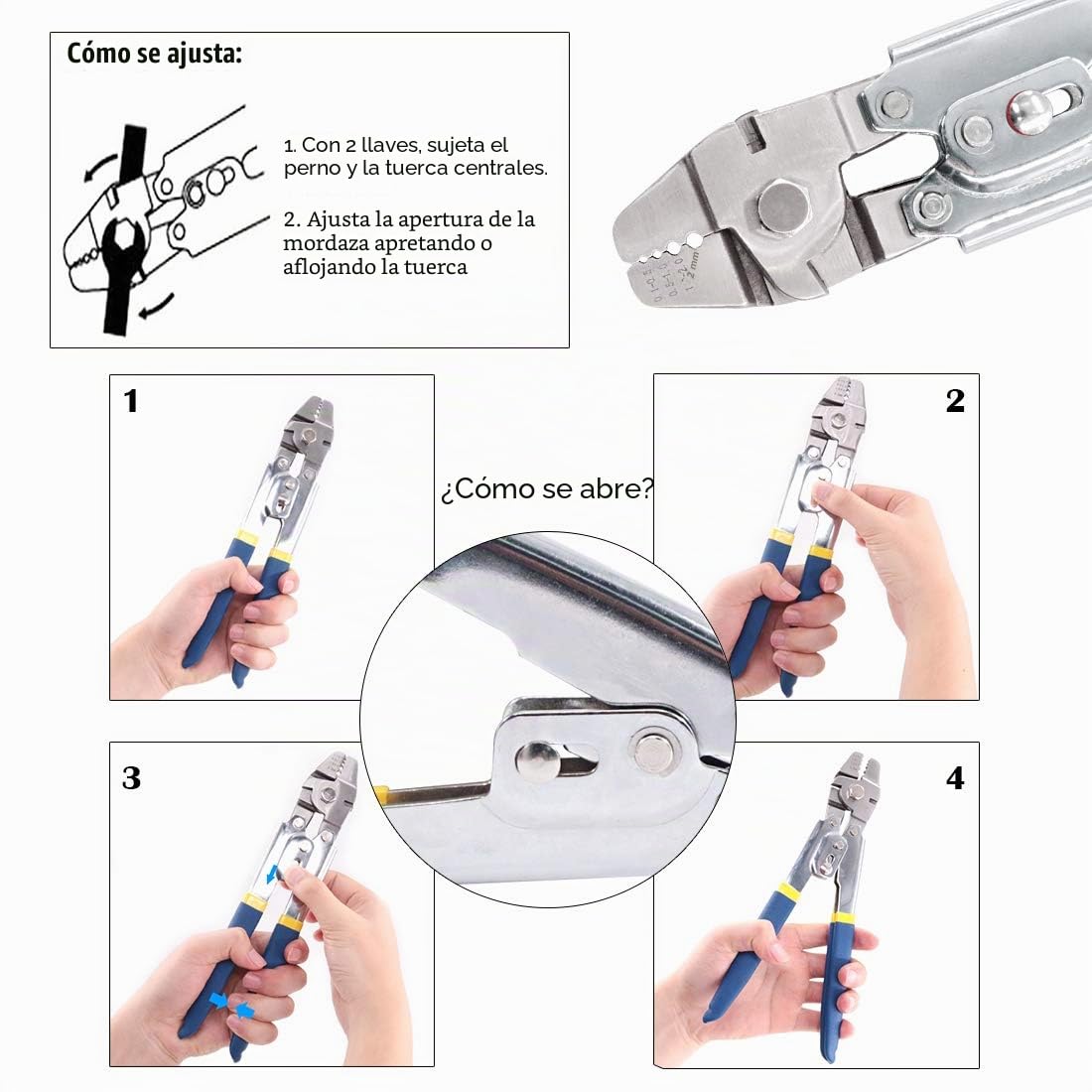 Glarks Crimpadora de cable de alambre, hasta 2,2 mm, 150 unidades, 3 tamaños, aluminio de doble manguito