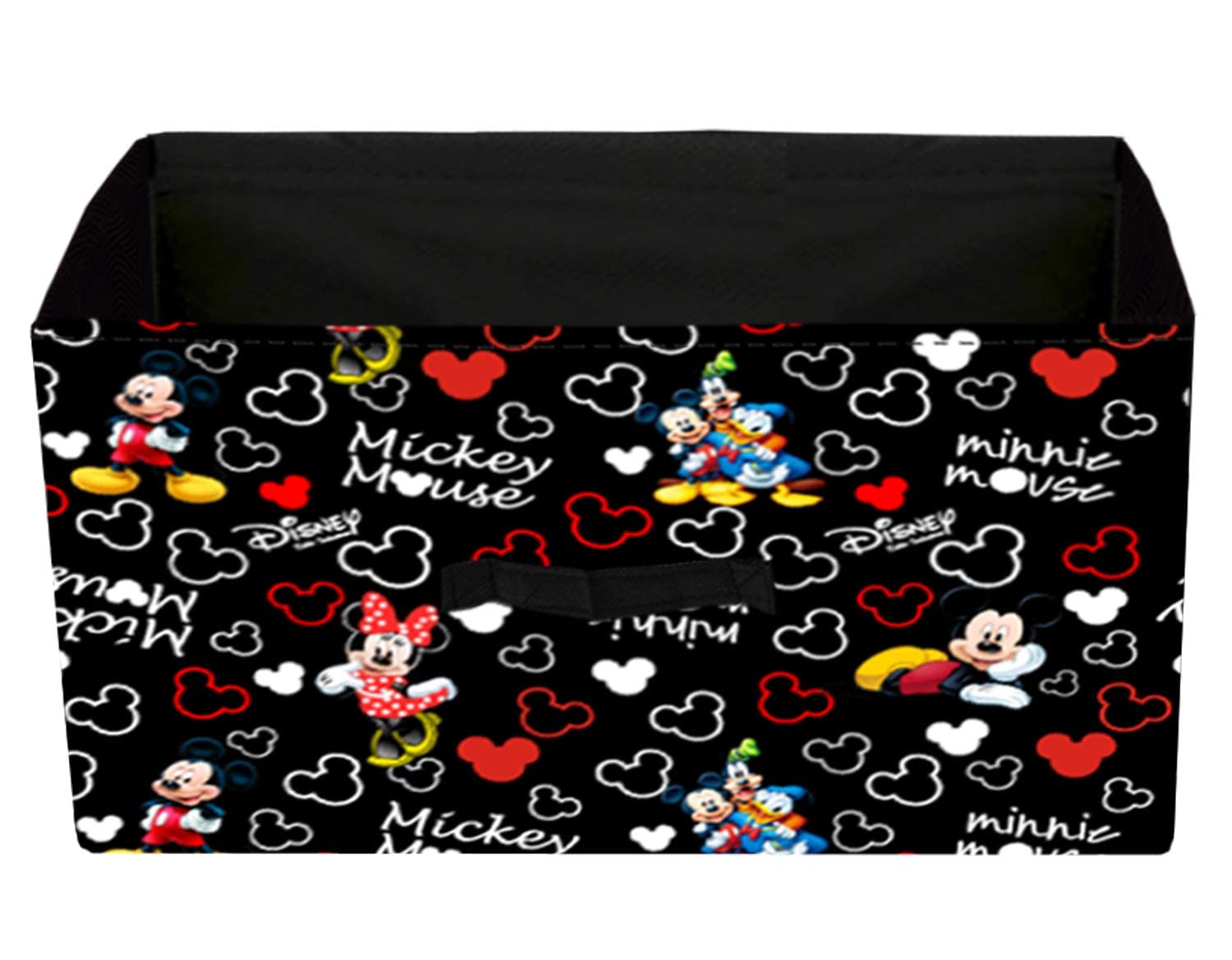 Kuber Industries Cassettiera pieghevole con stampa di Topolino, scatola portaoggetti in tessuto non tessuto per vestiti, organizer per giocattoli, libri, vestiti per bambini, confezione da 6 (nero)